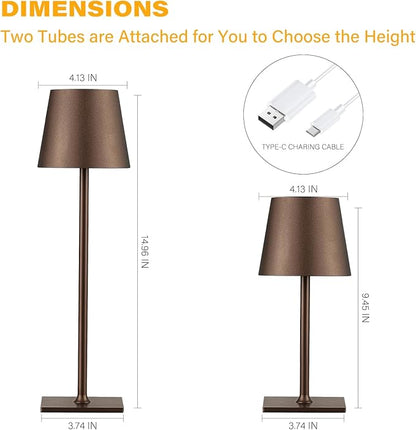 CHLORANTHUS 2 Pack Cordless Table Lamps, 3 Colors Stepless Dimming, 5000mAh Rechargeable Battery LED Desk Lamp for Bedroom/Couple Dinner/Desk/Cafe/Dining Room/Terrace