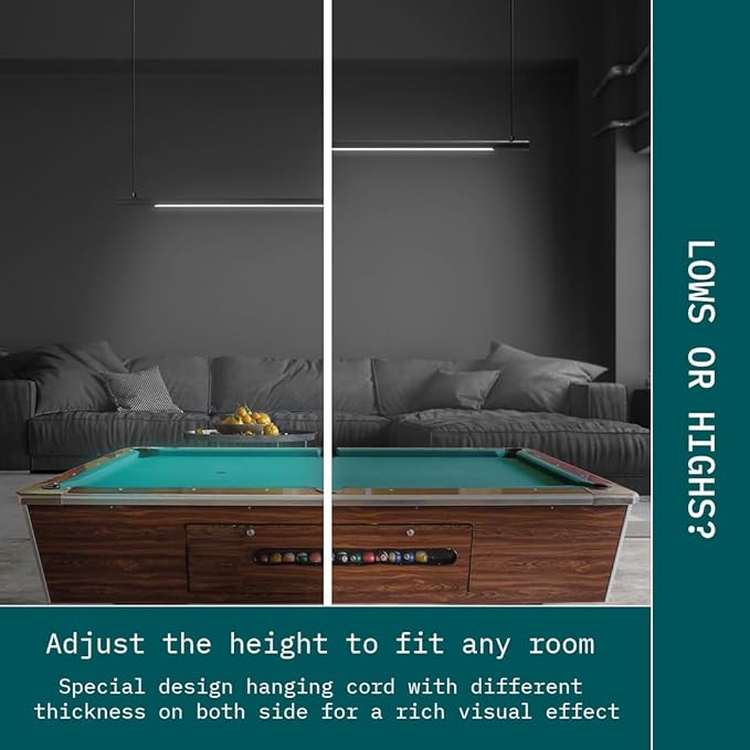 Solvita Professional LED Billiard & Pool Table Light, Non-Flickering & Evenly Distributed Light Source & Adjustable Height - Rotaflex, Bright White 3000K (52 inch)