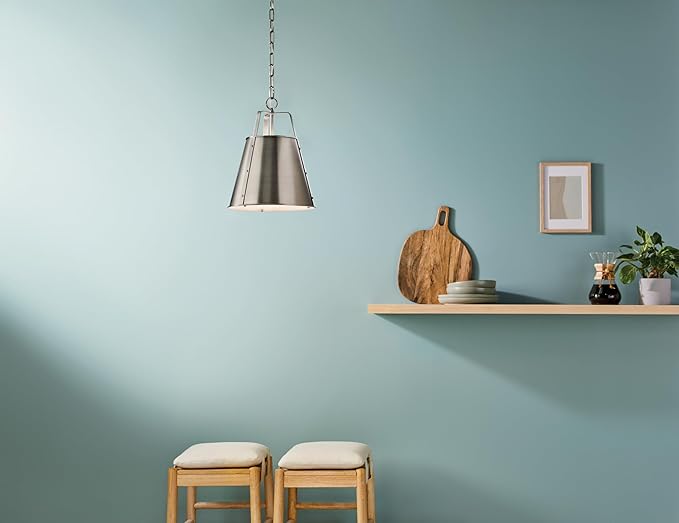 Kichler Etcher 1-Light Pendant Light Fixture with Etched Painted White Glass Diffuser, Kitchen Island Hanging Light in Classic Pewter for Dining Room (17" x 13"), 52710CLP