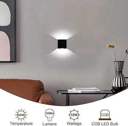 Lightess Mini LED Wall Sconces Dimmable 10W, Modern Wall Lamp Black Up Down Wall Mount Lights Mini Metal for Living Room Hallway Bedroom Decor, Cool White, O1186TP