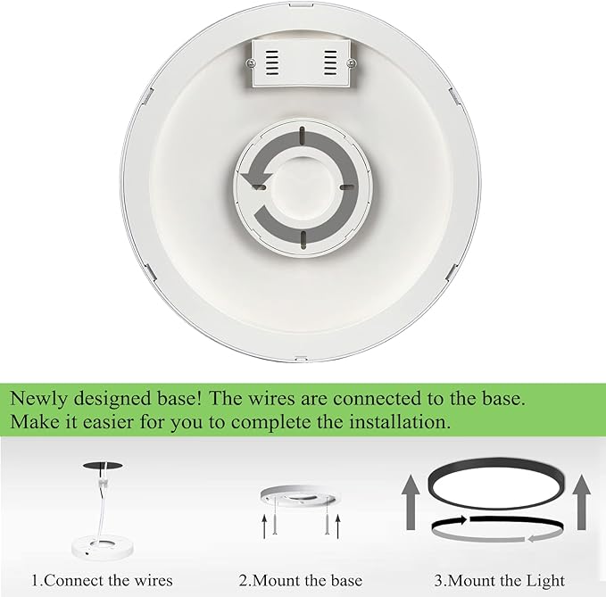 Flush Mount Ceiling Light, 12 Inch Round Black Modern LED Ceiling Light, 28W 3000K/4500K/6500K Switchable, Bedroom, Kitchen, Living Room, Dining Room