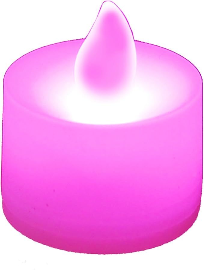 LumaBase Battery Operated Tea Light Candles, Purple - Set of 12