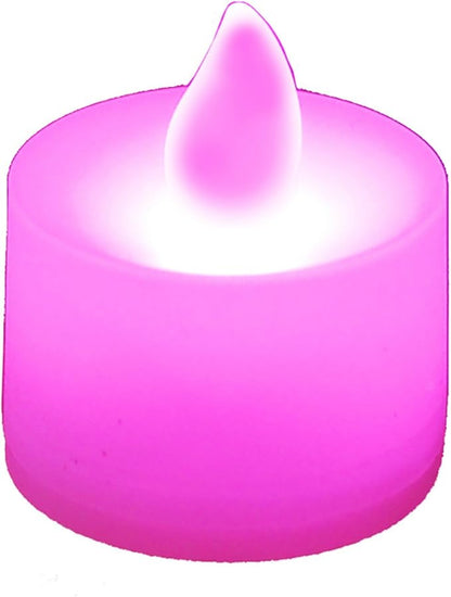 LumaBase Battery Operated Tea Light Candles, Purple - Set of 12