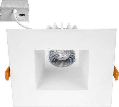 Maxxima 6” Ultra-Thin Recessed Anti-Glare LED Downlight Canless IC Rated 1300 Lumens 5 Color Temperature Select 2700K/3000K/3500K/4000K/5000K Dimmable Square White Trim 90 CRI 5CCT Slim J-Box Included