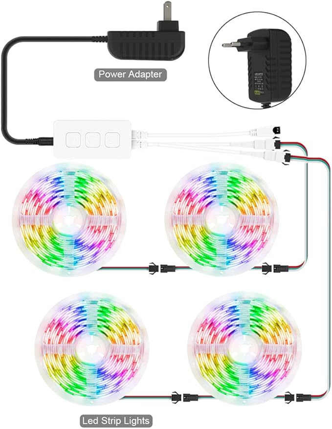 BTF-LIGHTING SP611E Bluetooth Sync Music Controller for APP/3Key Button/IR Remote Control Timer Mode with Dual Signal Output 600pixels/port Work WS2812B WS2811 for LED Pixel Strip(No Adapter or Light)