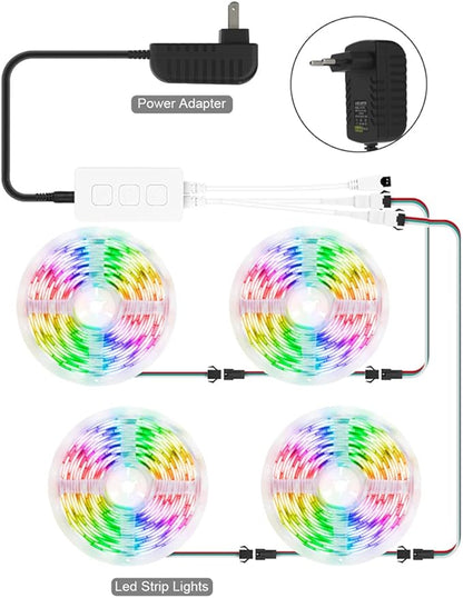 BTF-LIGHTING SP611E Bluetooth Sync Music Controller for APP/3Key Button/IR Remote Control Timer Mode with Dual Signal Output 600pixels/port Work WS2812B WS2811 for LED Pixel Strip(No Adapter or Light)