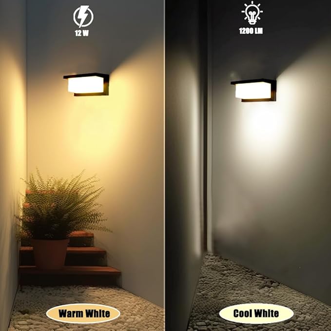 rosykite Modern Led Outdoor Wall Lights for House, 18W Porch Light Fixture 3000K 4000K 5000K CCT Selectable, Waterproof IP65 Exterior Lighting for Garage,Front Door