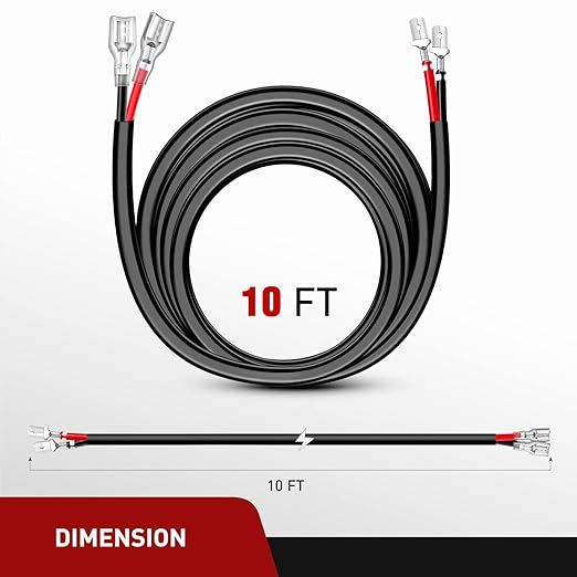 Nilight LED Light Bar Wiring Harness 2 PCS 12 AWG Extension Kit 10 Feet for Off Road Work Lights Driving Fog Boat Lighting
