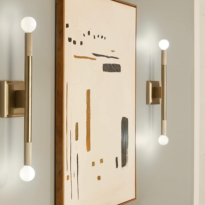 Kichler Odensa 2-Light Wall Vanity, Modern Light in Champagne Bronze, Mount Horizontally or Vertically, for Illuminating Art, TV, Mirrors, Bookshelves, Bed, Vanity, Bar, Hallways (17" x 5"), 52556CPZ
