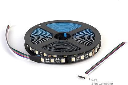 BTF-LIGHTING RGBW LED Strip Lights,UL Listed,5050 4 Colors in 1 RGB + 6000K-7000K Cool White,24V DC,16.4ft/5m 60LEDs/m 12mm Black PCB, IP30 for Home Decoration(No Adapter or Controller)