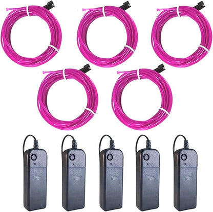 MaxLax EL Wire Purple 5-Pack, 9ft/2.75m Neon Light Wire with Noise Reduction and Battery Pack…