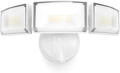 LUTEC 75W 8000 Lumen Floods Light Outdoor, Switch Controlled LED Security Lights with 3 Adjustable Heads, 5000K Daylight, IP65 Waterproof Exterior Flood Light for Outside Garage, Yard, Patio-White