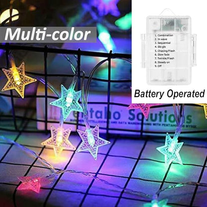 Solhice 20ft Star String Lights Battery Operated 40 LEDs, Warm White & Multicolor Color Changing Twinkle Lights Kids Room, Bunk Bed Hanging Lights Indoor and Outdoor Decor