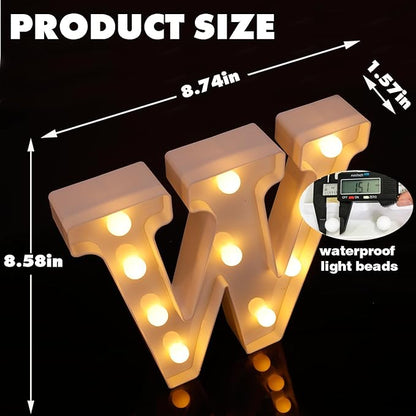 Small Led Marquee Letters, Light Up Letters, 8.58 Inch Led Letter Lights, Battery Powered Lighted Sign for Table, Party, Birthday, Christmas Decor (Letter W)