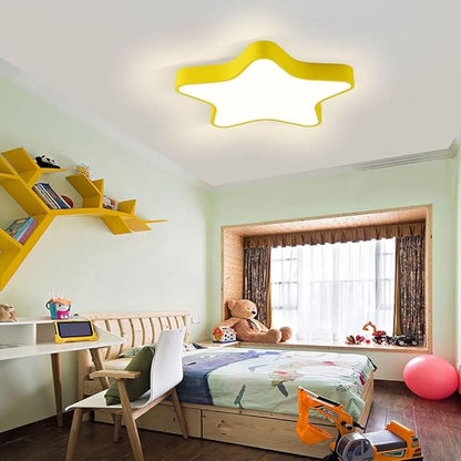 LED Ceiling Light Fixture, Modern Pentagram Recessed Ceiling Lights, 3000K-6000K Dimmable Light, Close to Lighting Flush Mount Living Room Pendant Lamps (Yellow, 12inch)