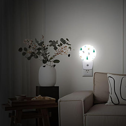 Ski Figures Winter Snow Plug in Night Light Auto Light Round Lamps Energy Saving Gift for Women Men Friends