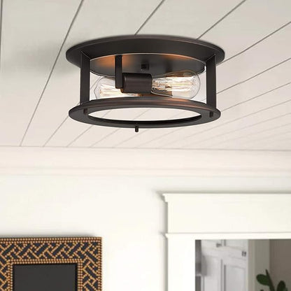 Emliviar Ceiling Light Fixture 12 Inch, Farmhouse Flush Mount Ceiling Light with Clear Glass in Oil Rubbed Bronze Finish, YE19108-F1 ORB