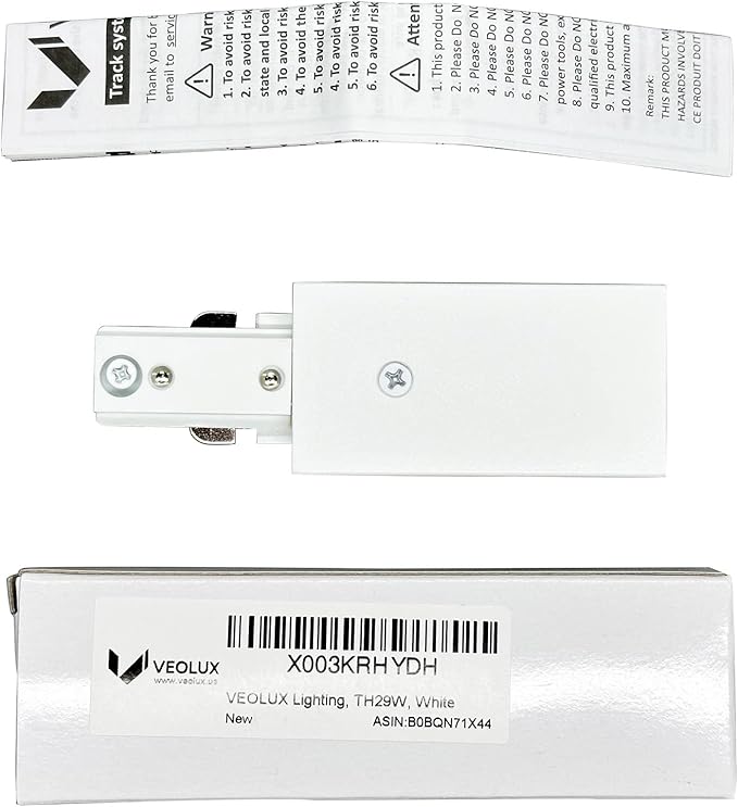 Lighting, H Track Live End Connector in White, UL Listed