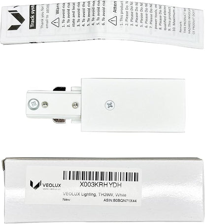 Lighting, H Track Live End Connector in White, UL Listed