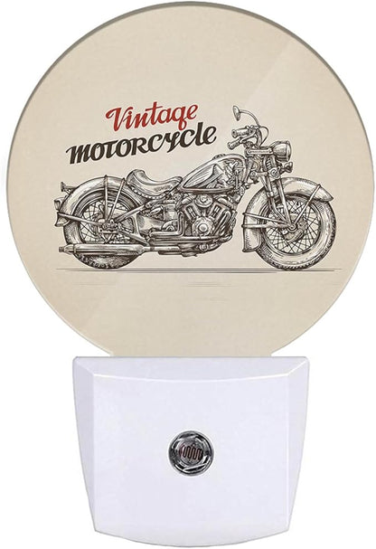 EKOBLA Motorcycle Plug-in Night Light, Vintage Travel Bike LED Nightlight with Dusk to Dawn Sensor for Home