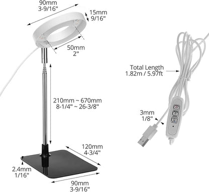 QWORK Grow Lights for Indoor Plants, 3 Pack Full Spectrum LED Desk Grow Lamp, 7-25 in Adjustable Height, Auto Timer 2/4/8H, 4 Dimmable Levels, USB Powered
