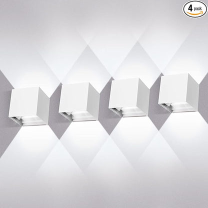 Juyace 20W LED Outdoor Wall Sconce Light 2000lm 6000K White Modern Exterior Fixture Up Down Angle-Adjustable with US Mount Plate Aluminum for Front Porch Patio House Garage Door 4 Pack