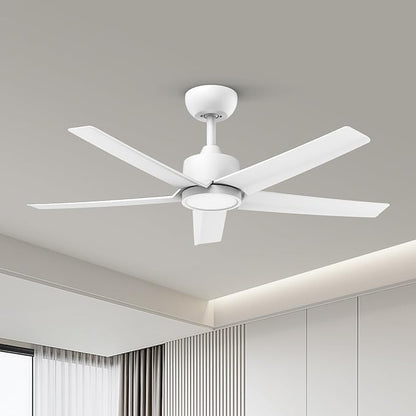 ocioc 44" Ceiling Fans with Lights,White Ceiling Fan with Light and Remote,Reversible Airflow,6 Speeds,Timer,Dimmable,Modern Ceiling Fan for Bedroom,Patios Indoor/Covered Outdoor Use