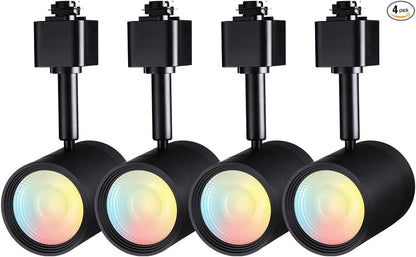 LEONLITE Studio Series 8.5W LED H Track Lighting Heads, ETL FCC T24, Dimmable Retail Track Light Heads for Store Shop Cafe, 600LM, CRI90, H Track Lighting, 5CCT, Matte Black, Pack of 4