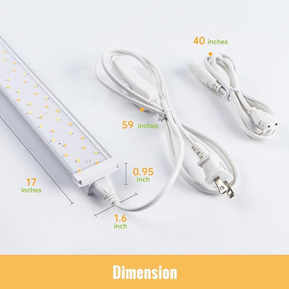 1.4FT Hanging Grow Light for Indoor Plants, Full Spectrum with 660nm Red LED, T5 2020T Light Fixture, 36W(2×18W) Grow Lamp with Reflectors for Seedling Tray, 2-Pack