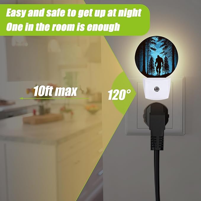 Big Foot Night Light,Forest Night Lights Plug into Wall for Kitchens Toilets Bedroom Decorative Half Round Nightlight Led Lamp 0.5W Sleep Friendly