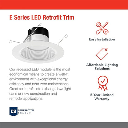 Juno E Series 5"/6" LED Ceiling Light, Baffle Trim Recessed Lighting with 5-in-1 Switchable White Color, 900 Lumens, Wet Rated LED Downlight, Dimmable, White, 12-Pack