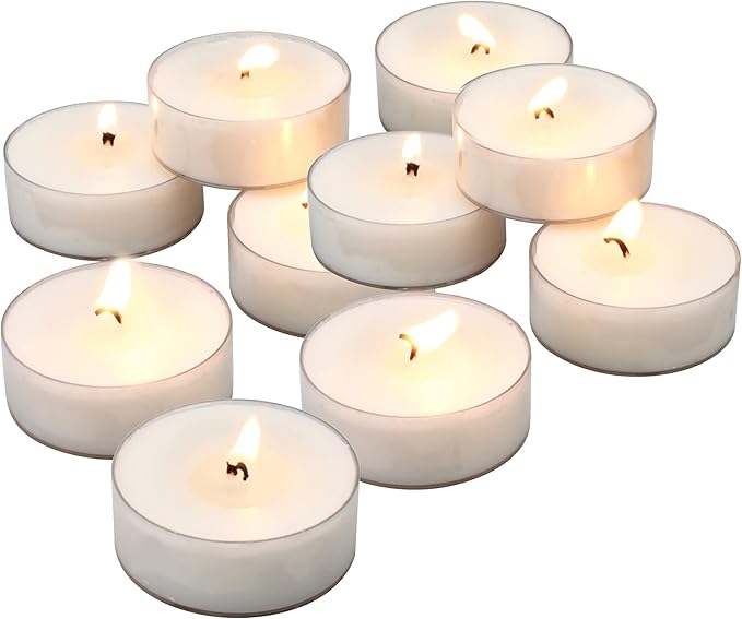 Stonebriar 20 Count Unscented Mega Oversized Clear Cup White Tea Light Candles with 9 Hour Burn Time