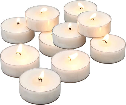Stonebriar 20 Count Unscented Mega Oversized Clear Cup White Tea Light Candles with 9 Hour Burn Time