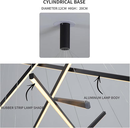 JAYMP Modern LED Chandeliers Dimmable Pendant Light Fixture for High Ceiling Living Room Dining Room Staircase Restaurant Sputnik Floating Sculptural Art Hanging Lamp (Black, 9-Lights)