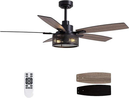 Ceiling Fans with Lights and Remote Control, Ceiling Fan for Bedroom Living Room (52 Inch Black-1)
