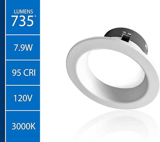 DLR4(v6) 4-inch White 3000K Recessed LED Downlight (DLR46071203KWH)