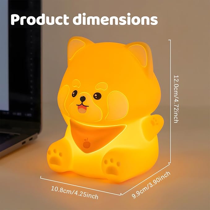 Red Panda Night Light, Squishy Silicone Lamp for Kids - Tap Control 2 Brightness, 50H Battery & Auto Timer, Cute Mothers Day Gifts for Boys Girls, Bedside Nursery Desk Decor