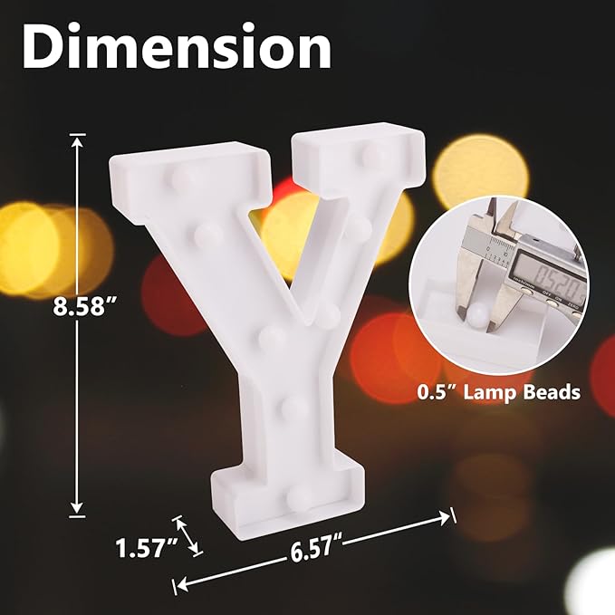 LED Marquee Sign Light Up Letters, Alphabet Light Up Sign, Battery Powered LED Letter Lights for Night Light, Wedding, Birthday, Party, Christmas or Home Decor (Y)