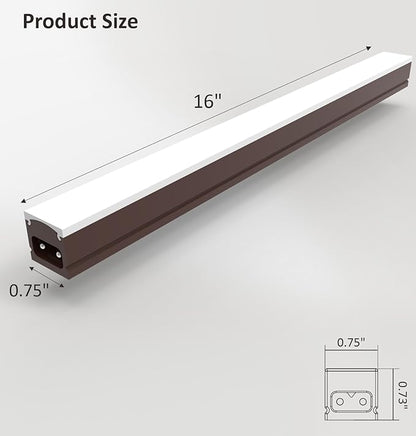 Leetdud Under Cabinet Lighting Plug in, 16 Inch 1 Pc, Linkable AC120V 3CCT 3000K/4000K/5000K Ultra Slim, LED Under Cabinet Lights for Counter Light, Kitchen, Shelf, Sink, Workshop, Desk, Bronze