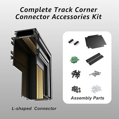 90-Degree Corner Connector for 4-Wire Magnetic Track Lighting, Aluminum Alloy Vertical Shape Joint, Recessed Rail for LED Track Light, ONLY Compatible Rails