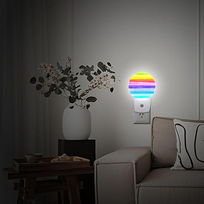 Rainbow Stripes LGBT Night Light Plug-in Sleep Lamp Led Dusk to Dawn Night Light for Bedroom