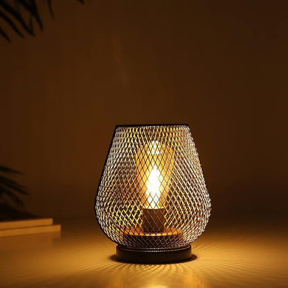 JHY DESIGN Metal Cage LED Lantern Battery Powered Cordless Accent Light with LED Great for Weddings Parties Patio Events for Indoors Outdoors