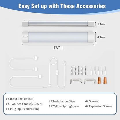 LED Ceiling Light with Plug, 5000k LED Tube Lights with plug 16W Plug in Ceiling Lights Fixture Linkable Led Closet Lights with NO/Off Switch for Garage Cabinets Kitchen Workbench Office Overhead