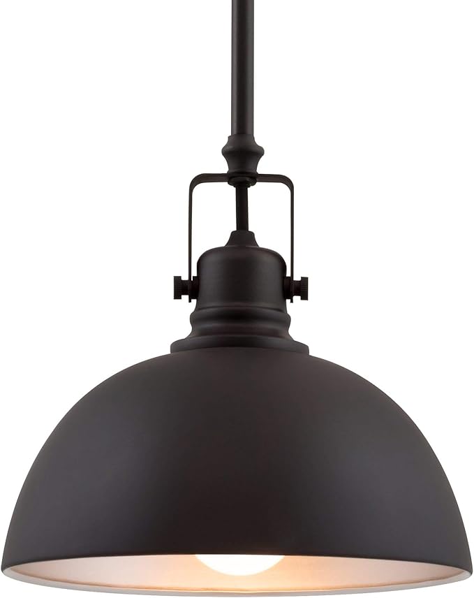 Kira Home Belle 9" Modern Industrial Pendant Light with Dome Shade, Petit Retro Metal Dark Brown Hanging Light, Oil Rubbed Bronze Finish
