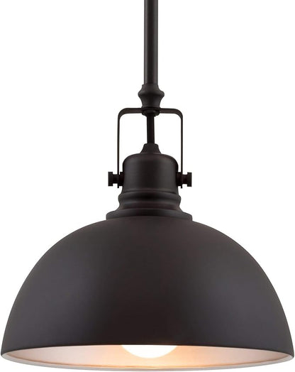 Kira Home Belle 9" Modern Industrial Pendant Light with Dome Shade, Petit Retro Metal Dark Brown Hanging Light, Oil Rubbed Bronze Finish