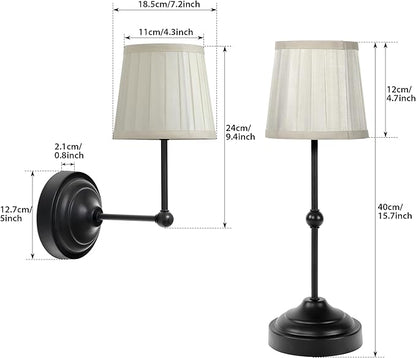 Battery Operated Wall Sconces Set of 2, Black Rechargeable Wall Lights with 10000mAh RGB Dimmable Magnetic Bulbs and Remote,16 Colors Cordless Wall Lamps for Bedroom Living Room Hallway Decor