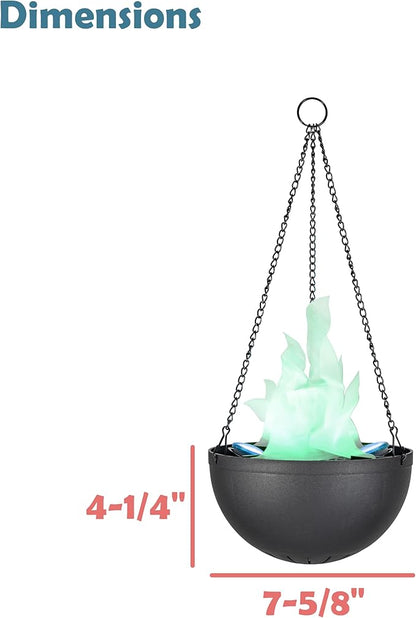 Aspen Creative 61168-24-1,LED Hanging Fire Flame Light Prop for Halloween,Christmas and Party Decor,Black Finish,Blue Flickering Light Effect