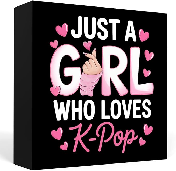 K-pop Decor, Just a Girl Who Loves K-pop Room Decor wooden box Sign, Girls Kpop Gifts Rustic Anime Lovers wooden box for Home Living Room Girl Bedroom