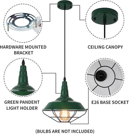 Farmhouse Green Pendant Light, 3 Packs 10.5 inch, Modern Pendant Lighting, Kitchen Pendant Lights, Industrial Pendant Light, Pendant Lights Kitchen Island for Bedroom, Living Room, Bar