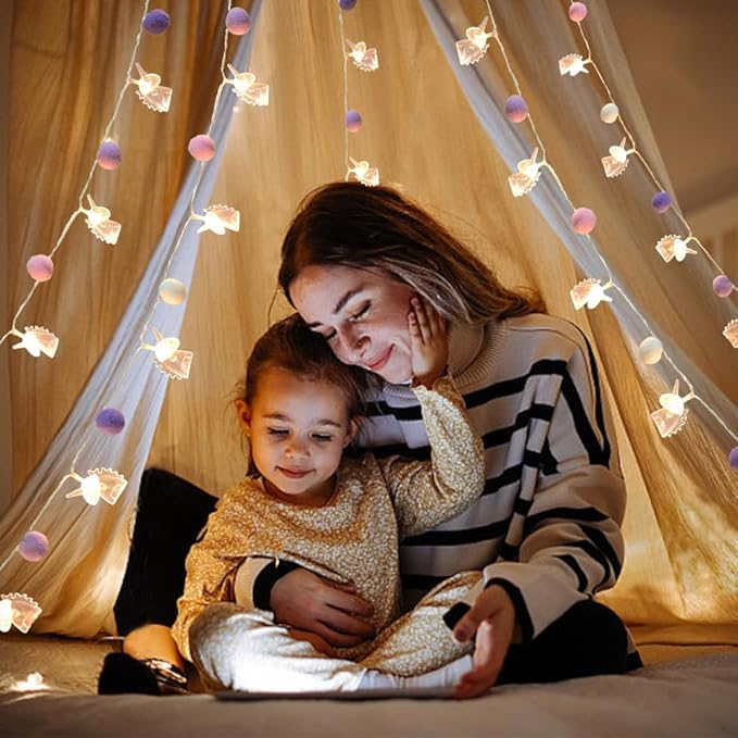 9.85FT Unicorn Decor String Lights with 20 Cute PomPoms 20 Pink Unicorn LED Lights Battery Operated with Timer Decor for Kids Bedroom Birthday Party Kids Playhouse Christmas Home Room Decorations